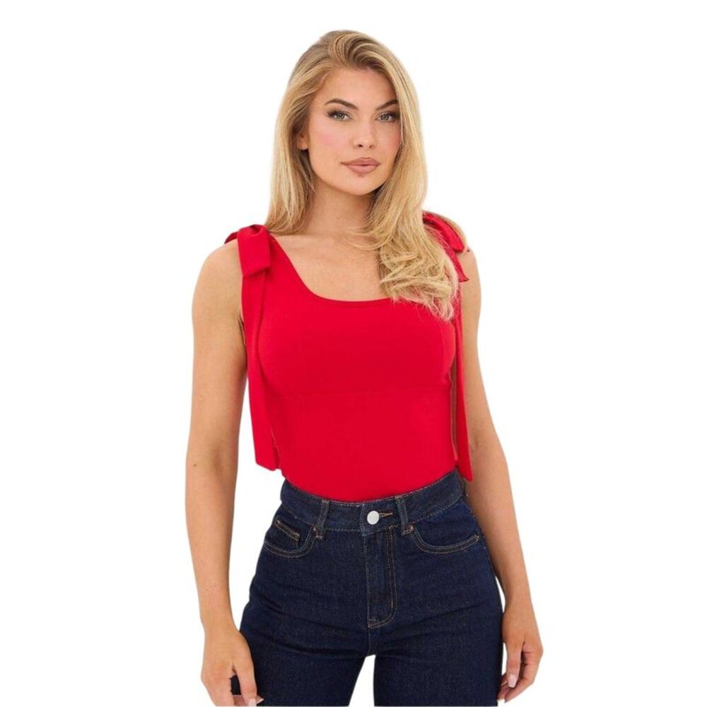 I Saw It First Womens/Ladies Bow Tank Top / Red